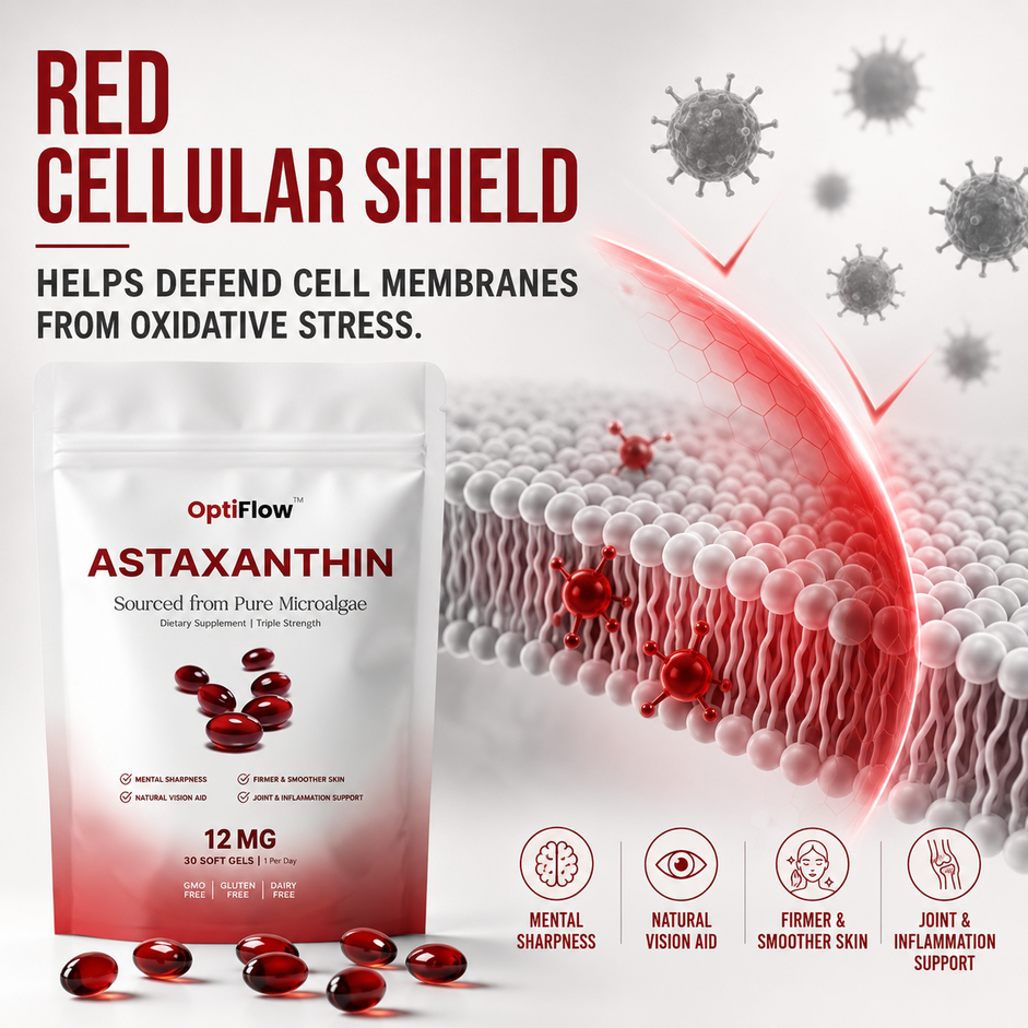 OptiFlow Astaxanthin - 12mg Hawaiian Red Cellular Shield