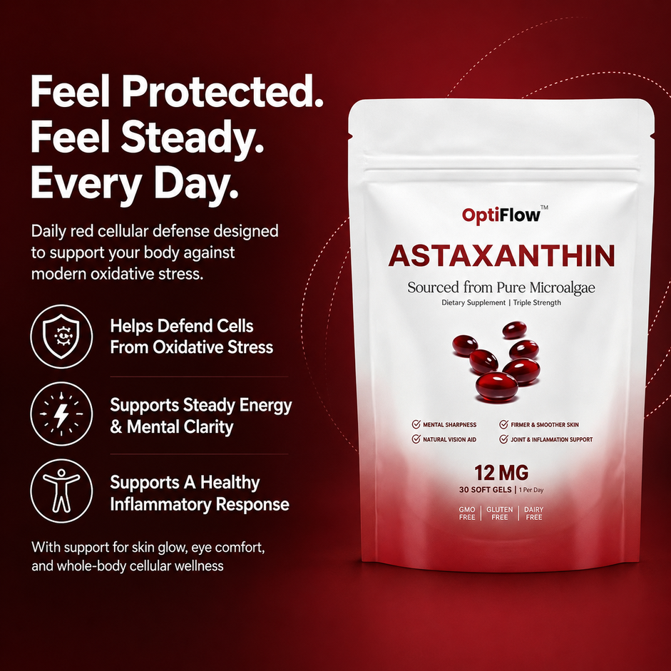 OptiFlow Astaxanthin - 12mg Hawaiian Red Cellular Shield