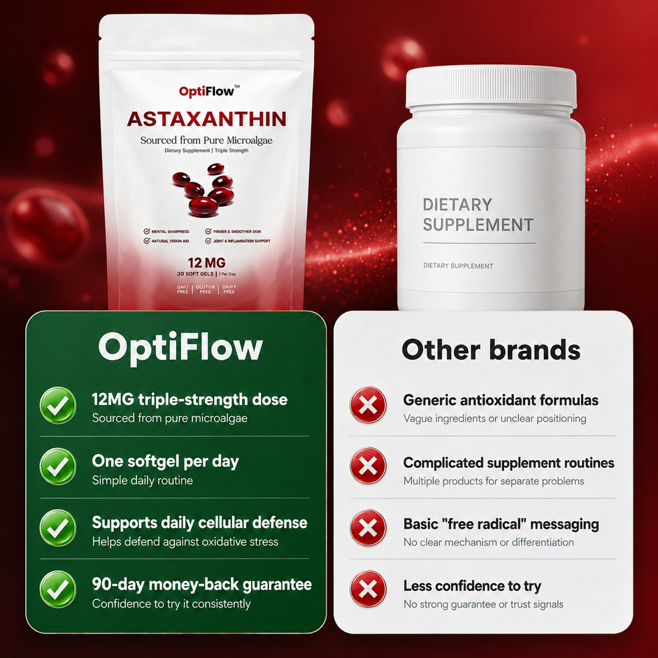 OptiFlow Astaxanthin - 12mg Hawaiian Red Cellular Shield