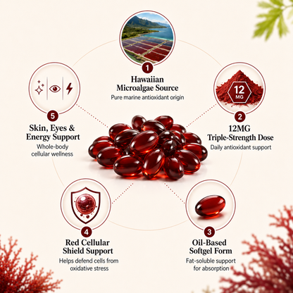 OptiFlow Astaxanthin - 12mg Hawaiian Red Cellular Shield