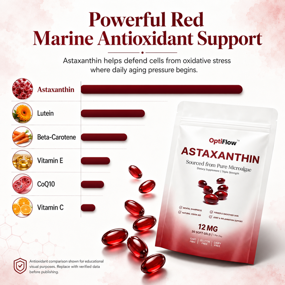 OptiFlow Astaxanthin - 12mg Hawaiian Red Cellular Shield
